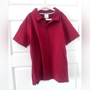Hanna Andersson boys deep red collared short sleeve polo shirt - 8